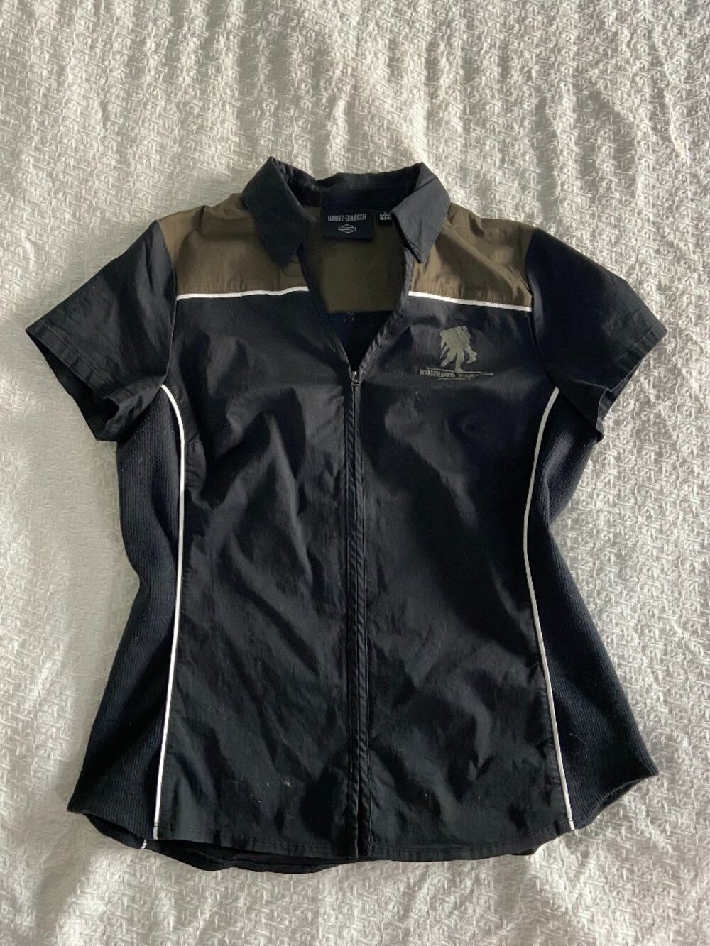 Harley-Davidson Black Moto Zip Vest Top